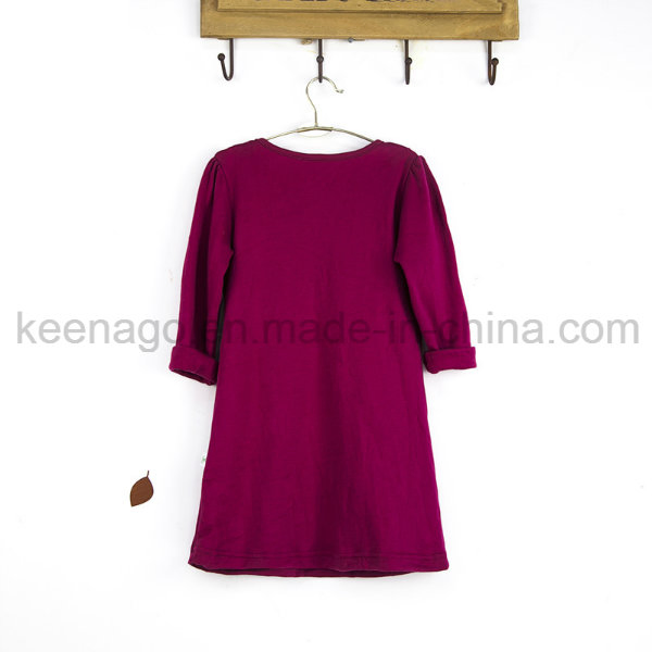 Custom Girls Long Sleeve Bamboo Cotton Dress - Floral Pocket Design for Kids