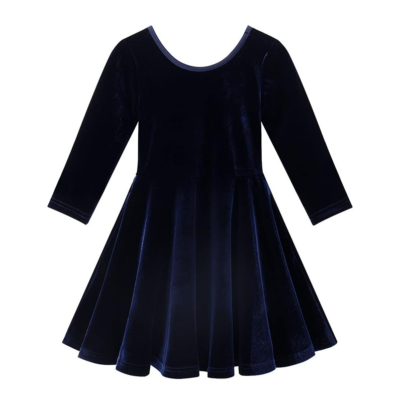 Fashion Girls 3/4 Sleeve Christmas Red Velvet Baby Girl Twirly Dress Casual Kids Girls Dresses