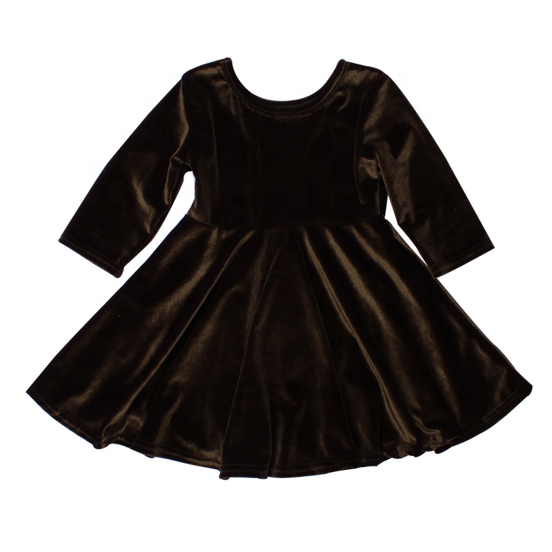 Wholesale High Quality Velvet Fabric Kids Party Dress Long Princess Style Twirl Dress for Girls Christmas Inspired Fashionable