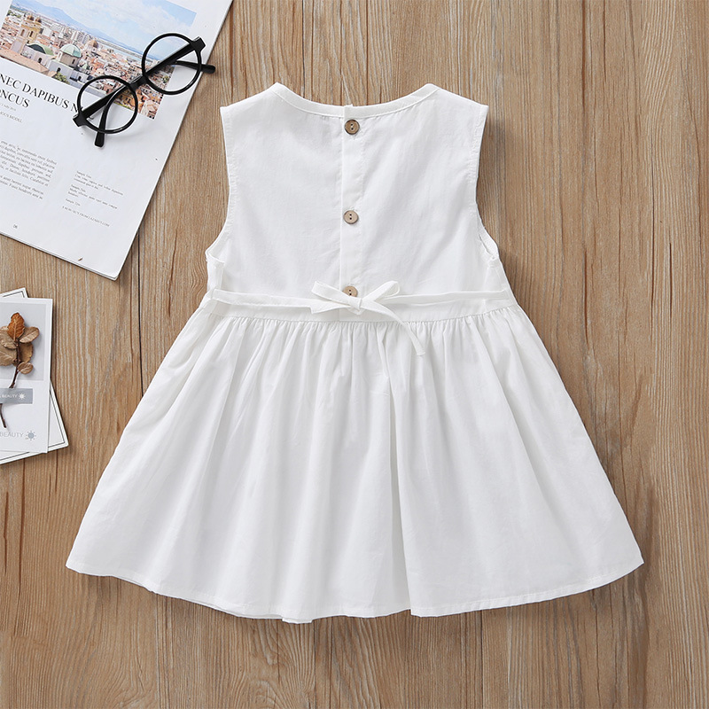 Flower Embroidered Toddlers Girls Princess Dresses Baby Girls A-Line Lovely Sleeveless Summer Dress Kids Girls Cotton Clothes