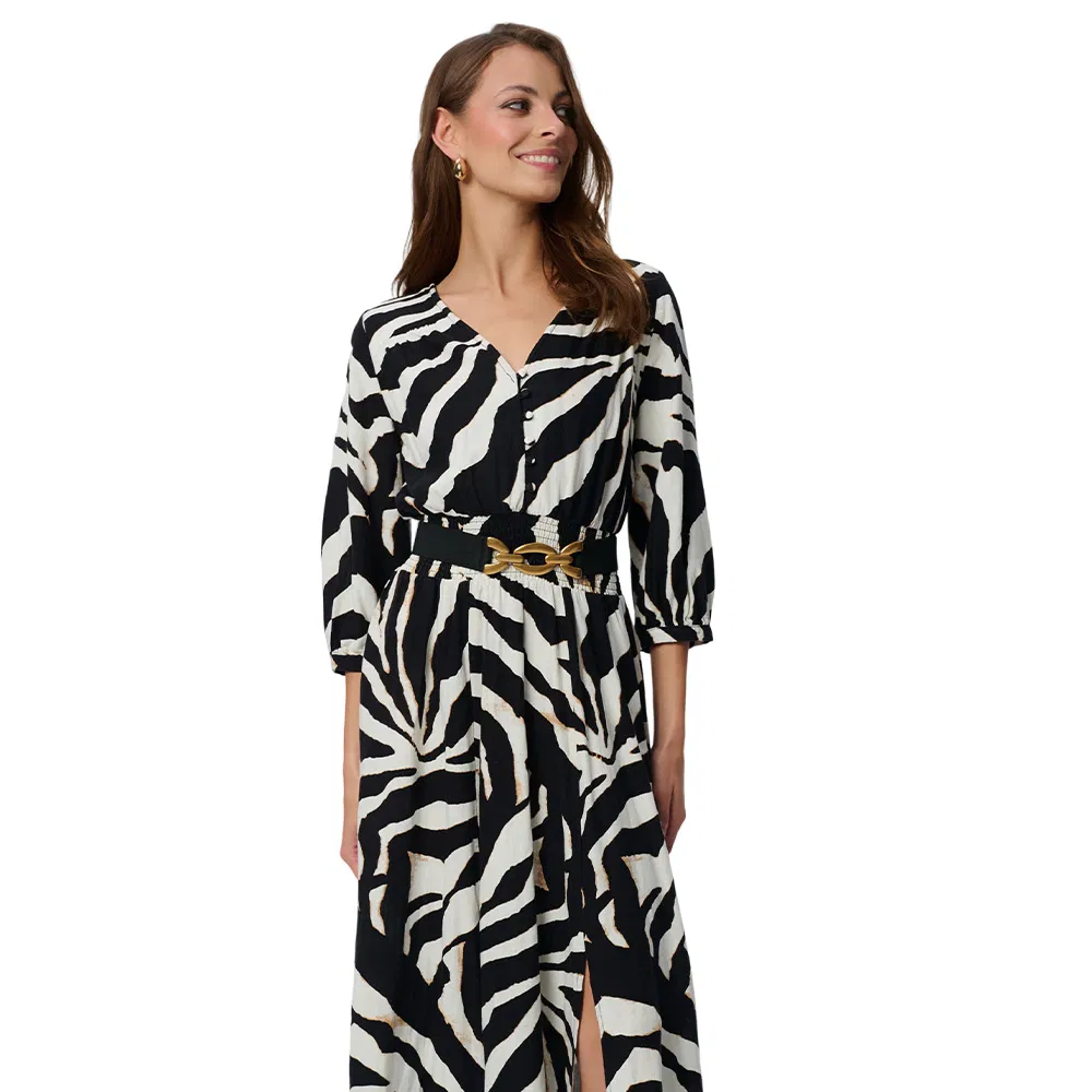 New Style Girl Summer Long- Puff Sleeve Maxi Dress Zebra Printed Summer Beach Wear Dess Women Casual Dress