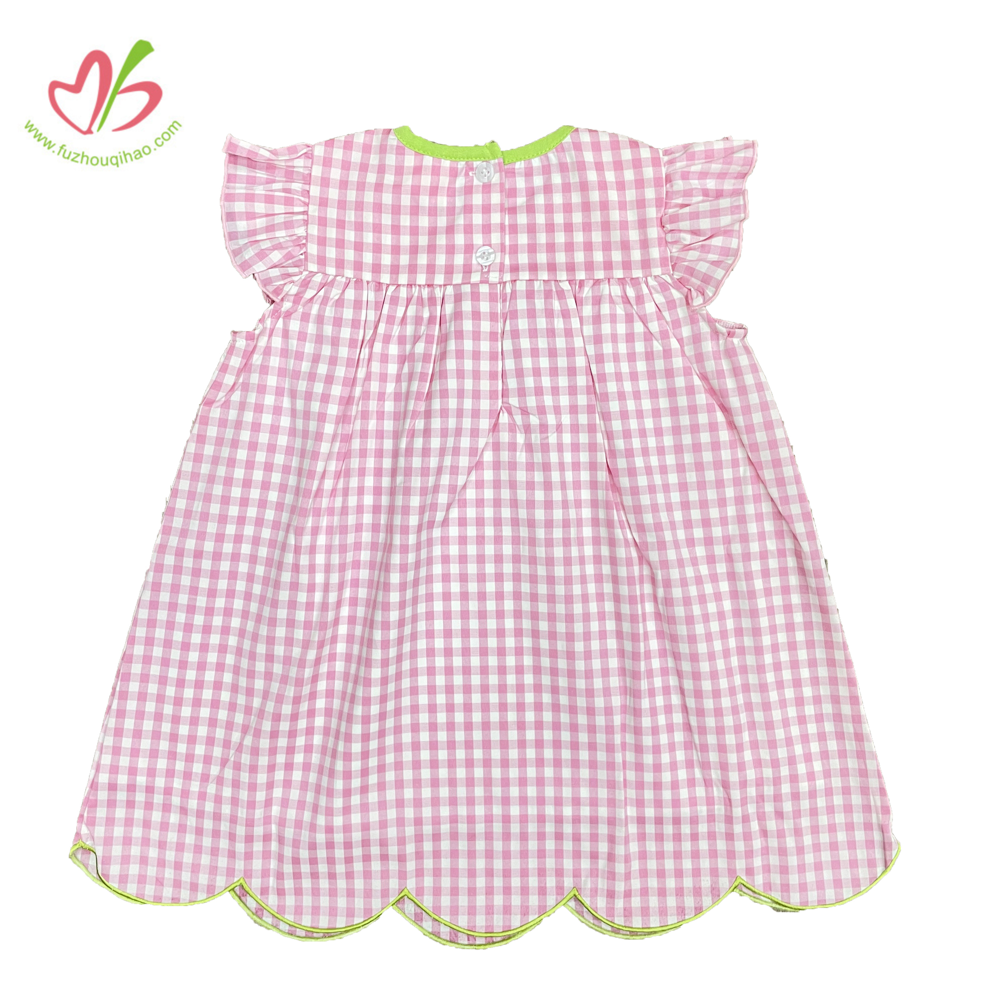Wholesale Custom Girl Dress Embroidery Flower Baby Children Cotton Woven Dress Spring Dress