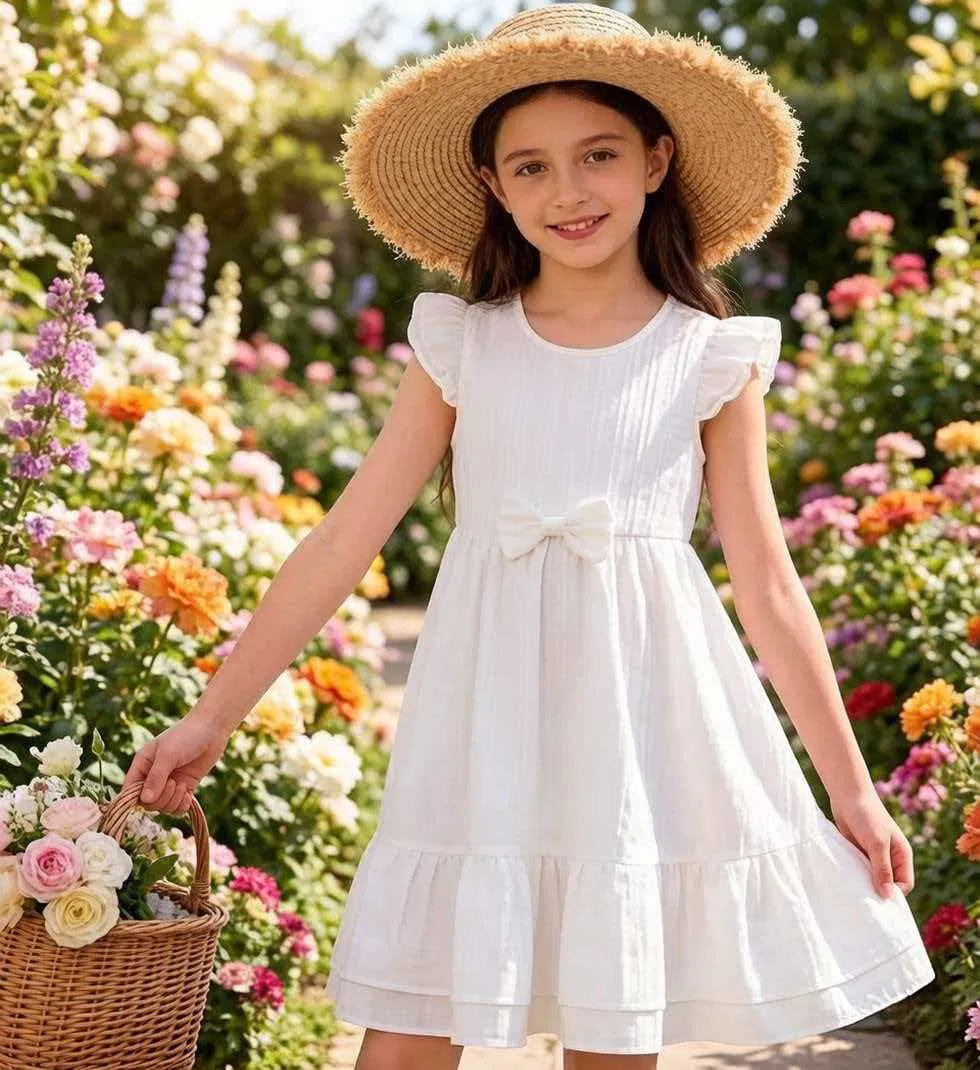 Kids Girls Summer Ruffle Sheer Mesh Dress Lovely Party Princess Sun Skirt
