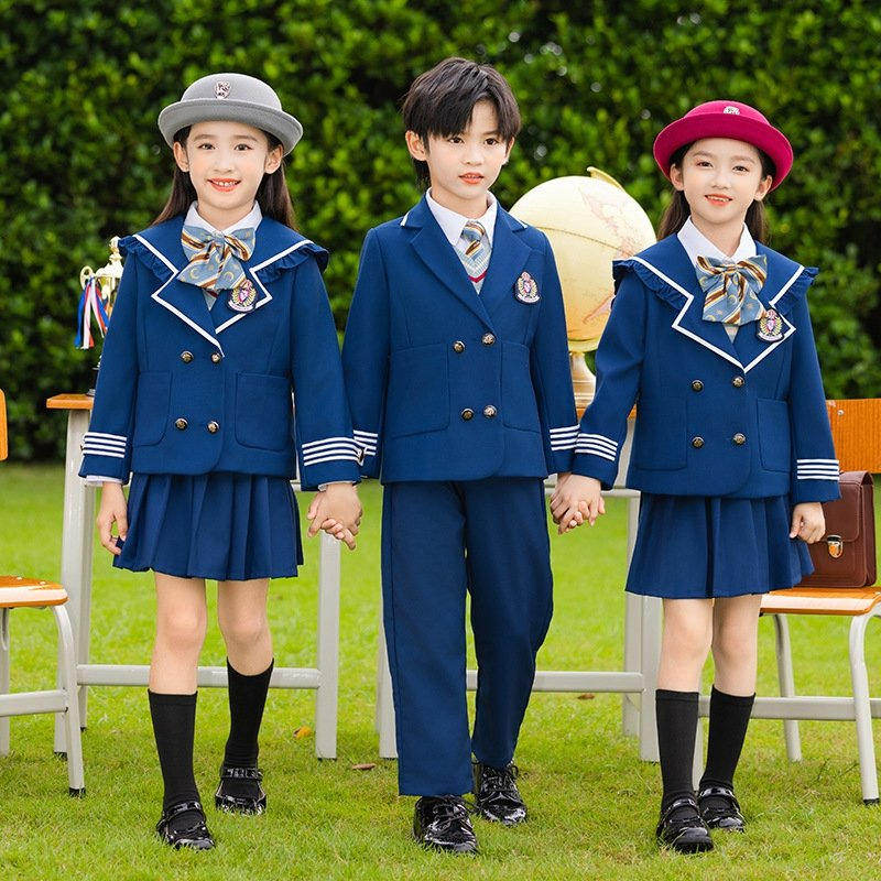 Girls Vintage Plaid Lapel Long Sleeve Patchwork Knitted Kids Formal School Uniform Fall Winter Dress