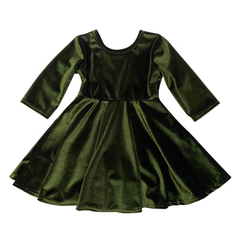 Wholesale High Quality Velvet Fabric Kids Party Dress Long Princess Style Twirl Dress for Girls Christmas Inspired Fashionable