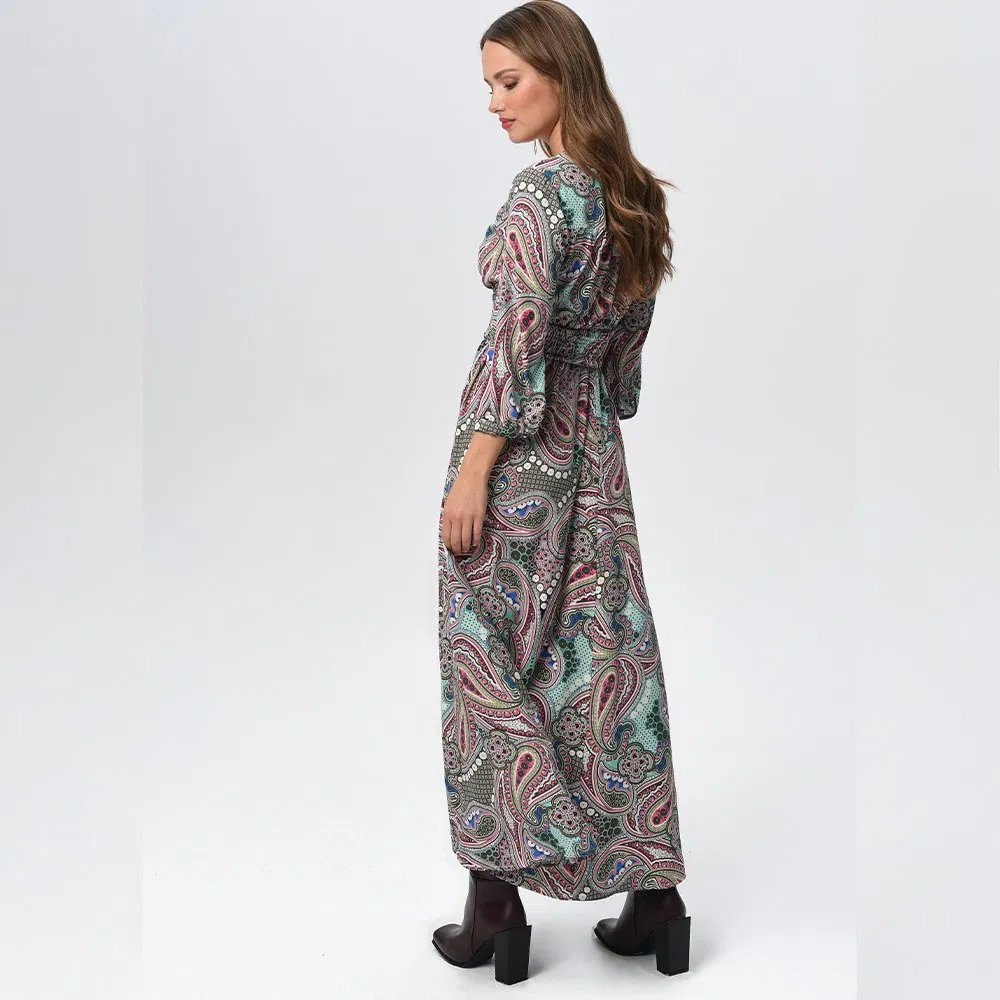 2025 Summer Maxi for Women Girls Fashion Paisley Print Casual Elegant Dress Plus Size Clothing Smocking Long Dress
