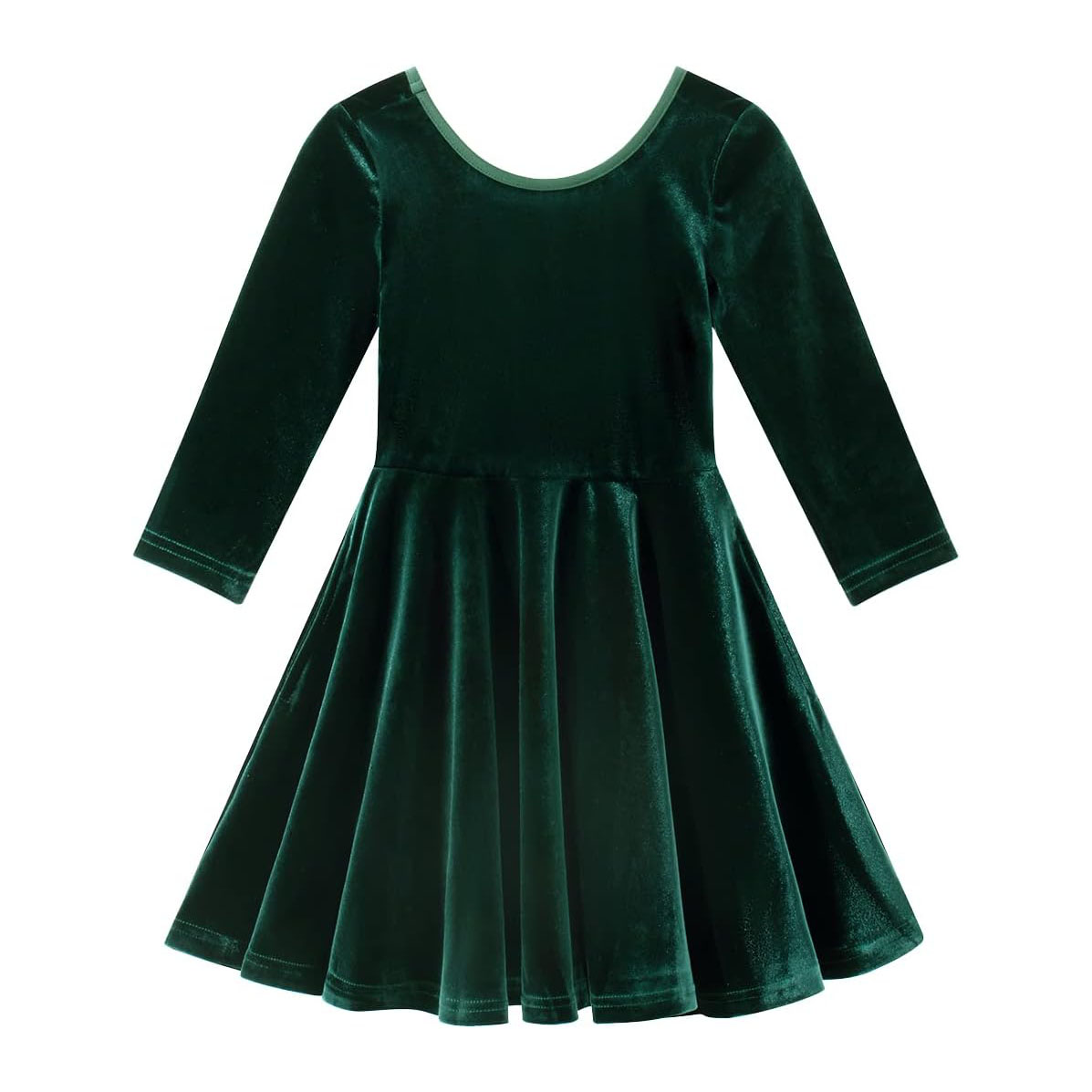 Fashion Girls 3/4 Sleeve Christmas Red Velvet Baby Girl Twirly Dress Casual Kids Girls Dresses