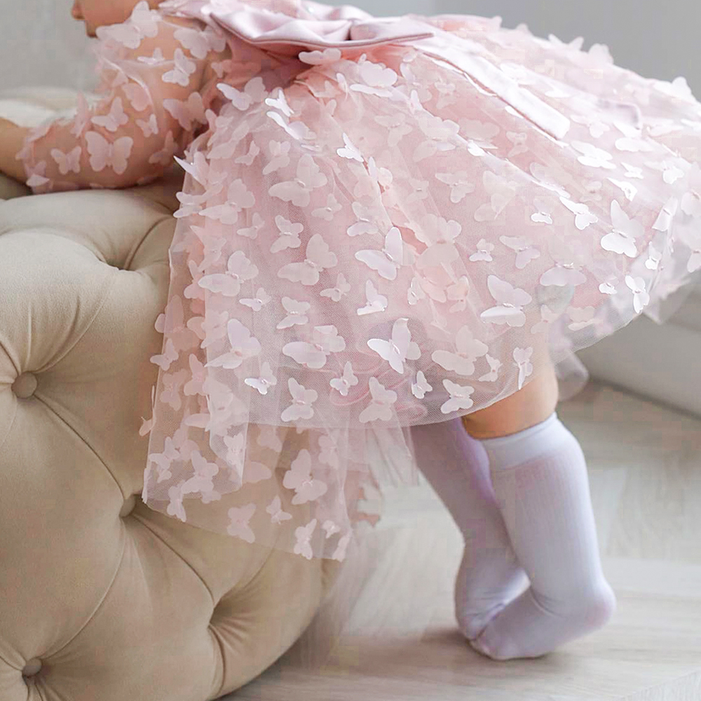 Fairy Puffy 1st Birthday Light Pink Sequined Dreamy Photography Flower Girl Baptismal Baby Girl fairy Dress with butterfly wings