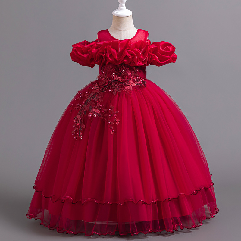 Girls High-End Princess Dress Flower Girl Birthday Party Tutu Skirt