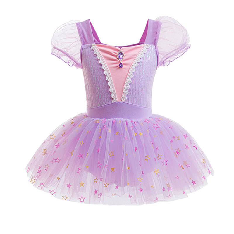 Christmas Carnival Cosplay Belle Kids Party New Year Summer Purple Rapunzel Sofia Baby Girl Tutu Ballet Dance Dress GBSZ-007