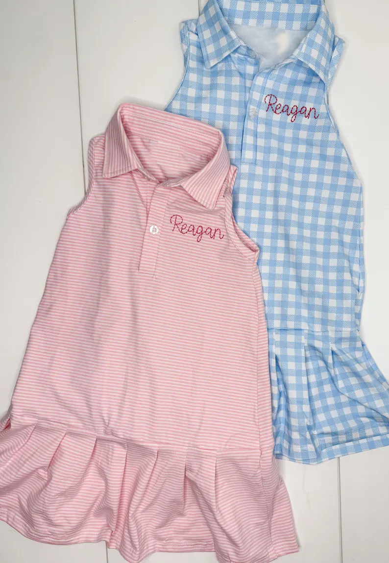 Personalized Tennis Dress for Baby Matching Sister Outfit Toddlers Cotton Athletic Play Dress for Girls