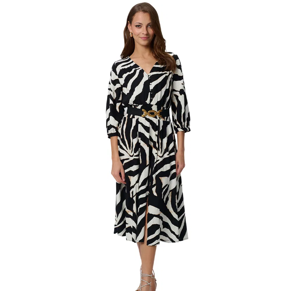 New Style Girl Summer Long- Puff Sleeve Maxi Dress Zebra Printed Summer Beach Wear Dess Women Casual Dress