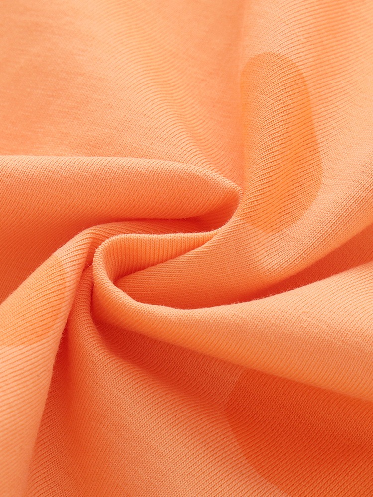 Girls Ribbed Knit Polka Dot Cotton Summer Dress,Cute Orange Short Sleeve Casual Playwear for Kids, Soft Breathable A-Line Dress