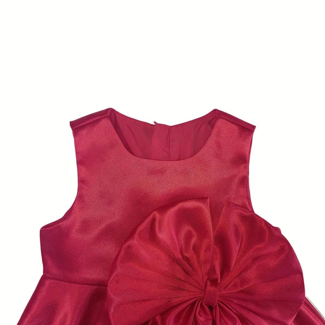 Girls Red Sleeveless Party Dress Detail 1