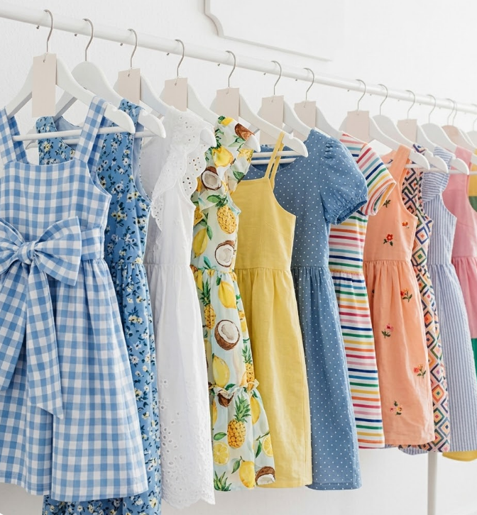 Beach Style Kids Summer Sundress, Strap Design, Random Mix Mixed Styles Delivery Girls Dress