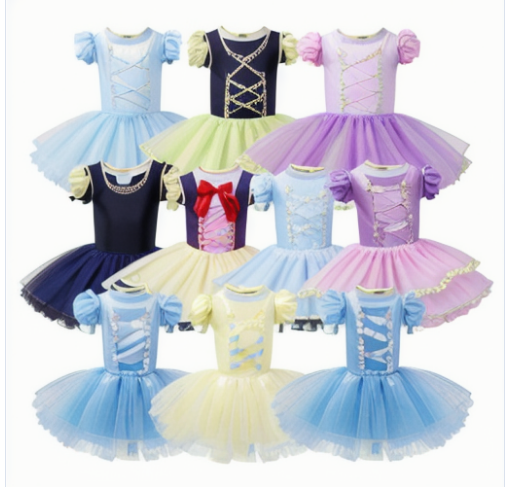 Christmas Carnival Cosplay Belle Kids Party New Year Summer Purple Rapunzel Sofia Baby Girl Tutu Ballet Dance Dress GBSZ-007