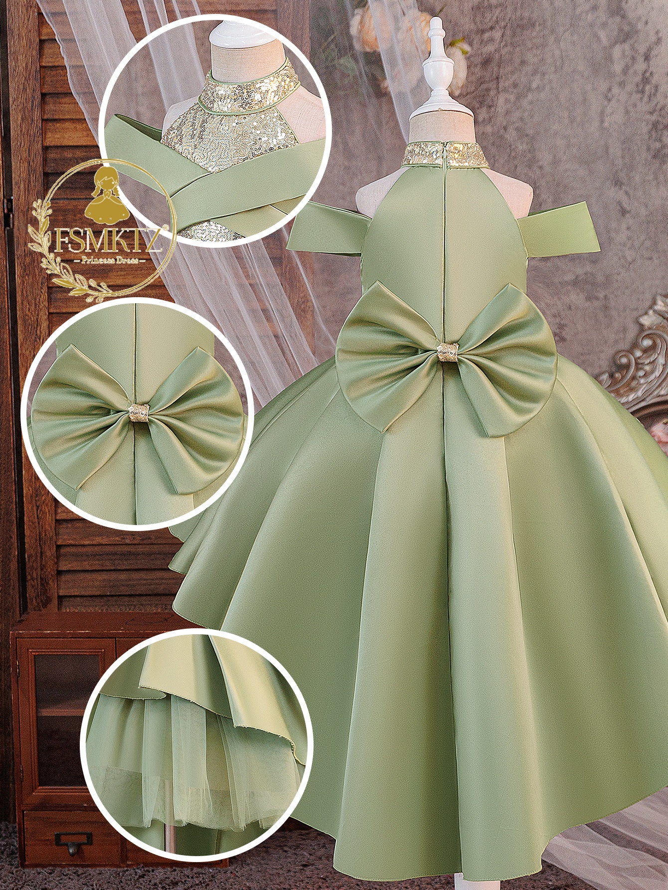 Elegant O-Neck Fancy Flower Girl Dresses for Baby Girls Trendy Kids Design with Customizable Floral Pattern for Party New T6132