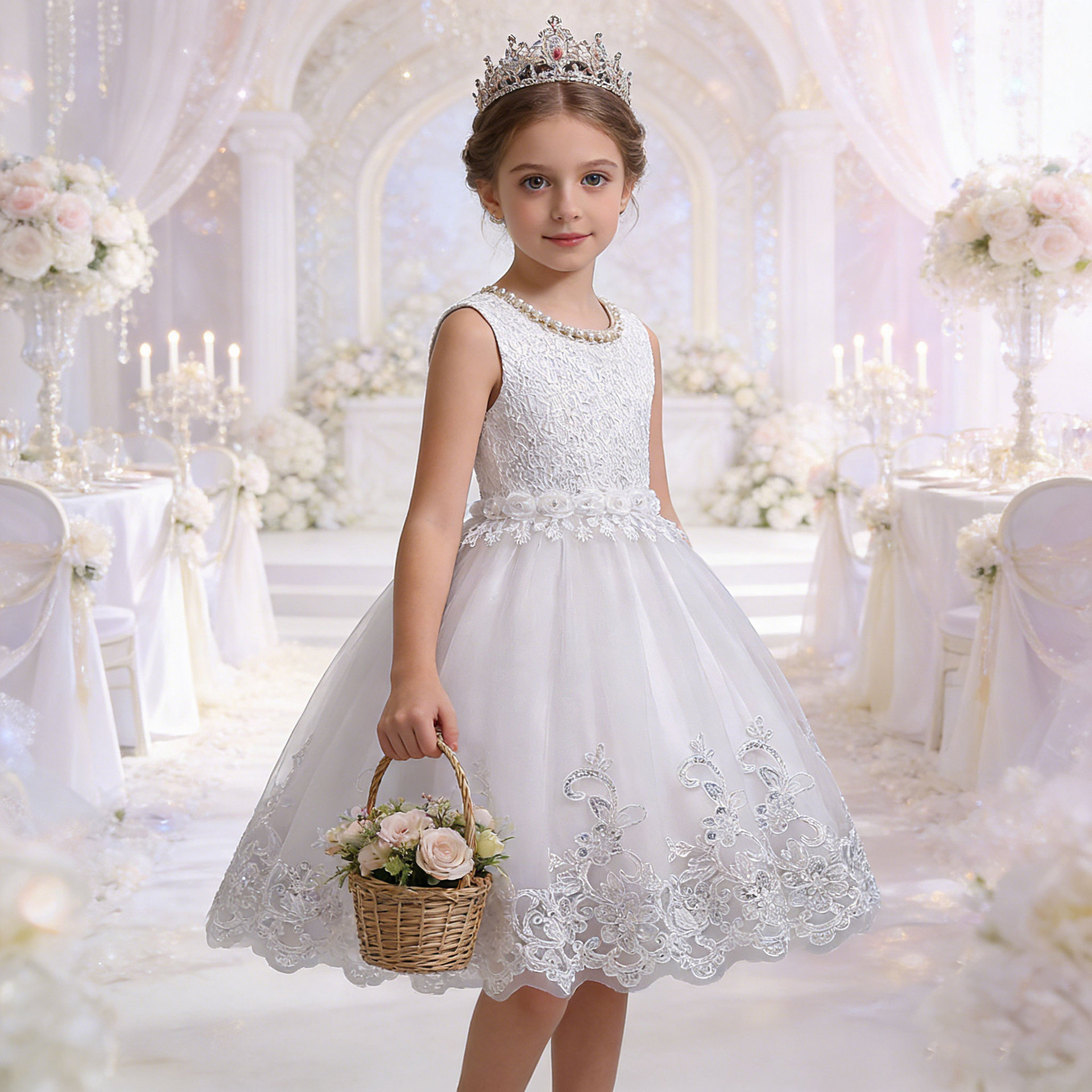 Multiple Colors Elegant Princess Dress Multi Layer Dance Tulle Skirt Formal Toddler Dance Gown For Wedding Flower Girl