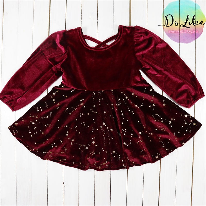 Wholesale Christmas Girls Dress Children's Velvet Clothing Baby Skirts Dresses for Girls