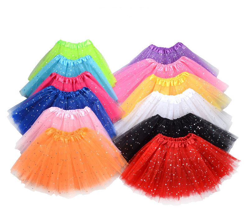 Chinese Factory Bulk Cheap Price Sequin Gauze Princess Skirt 30cm Children Mesh Dress 40cm Adult Ballet Skirt