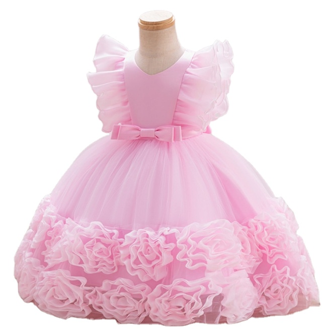Baby Girl Dress Bow Tutu Dress 9month to 6years Girl Wedding Birthday Party Princess Dresses Kids Lace Gown Costume Clothing