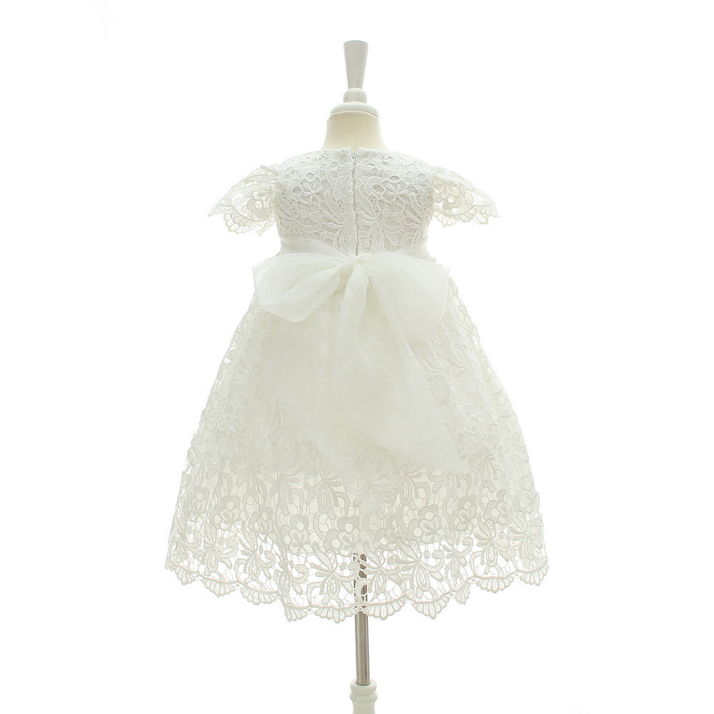 European Style White Flower Girl Vintage Dress Supplier Ins Baptism Tulle Lace Toddler Baby Girls Birthday Party Dresses
