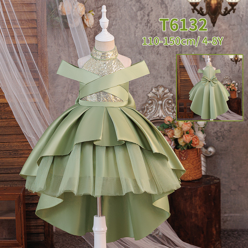Elegant O-Neck Fancy Flower Girl Dresses for Baby Girls Trendy Kids Design with Customizable Floral Pattern for Party New T6132