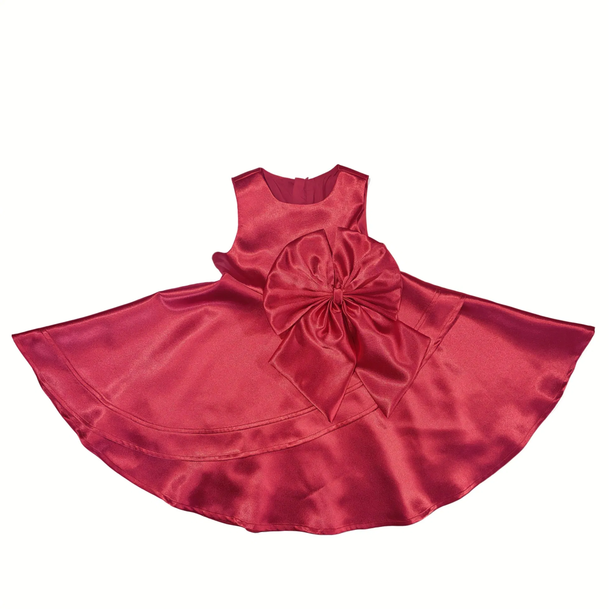 Girls' Red Sleeveless Party Dress, Comfort-Focused