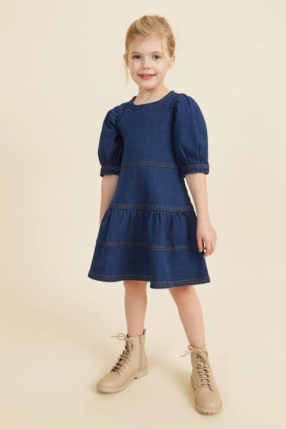 Hot Selling Casual Wear Summer Girls Dress Denim OEM Accept Custom Cotton Children Girls Dresses