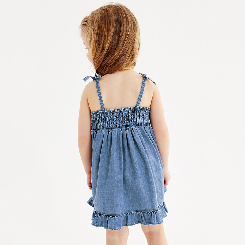 New Design 2024 Summer Girl Denim Slip Dresses Children Girl Clothes Boutique Braces Skirt