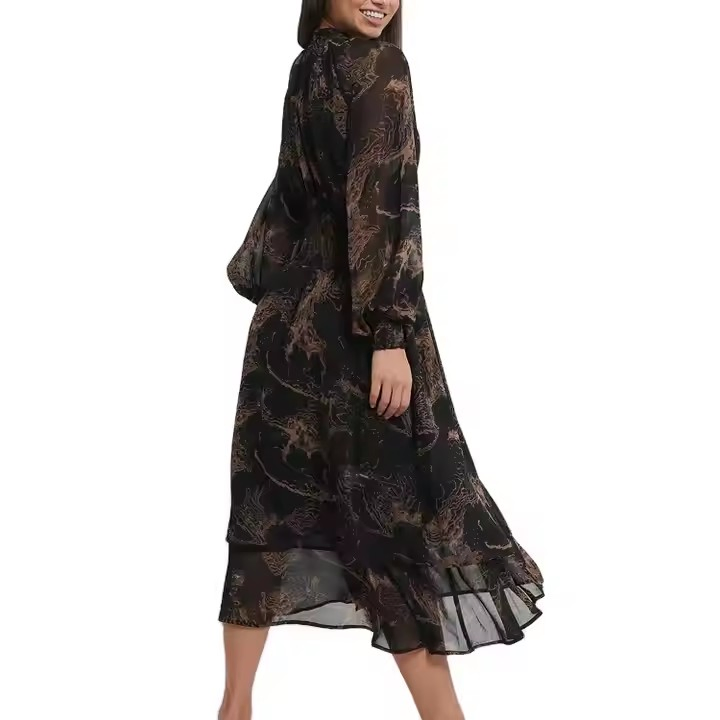 Fashion Wholesale Ladies Girls Smoking Maxi Dresses Elegant Customized Women Chiffon Casual Dresses