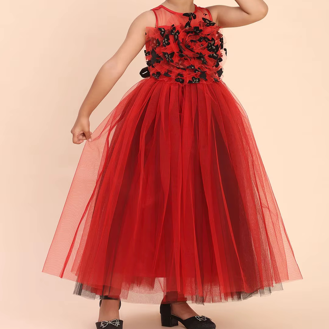Girls Modern Ball Gown Wholesale Tulle Party Dresses Customized Color (Sizes 3Y-10Y) Export Quality Children's Apparel New