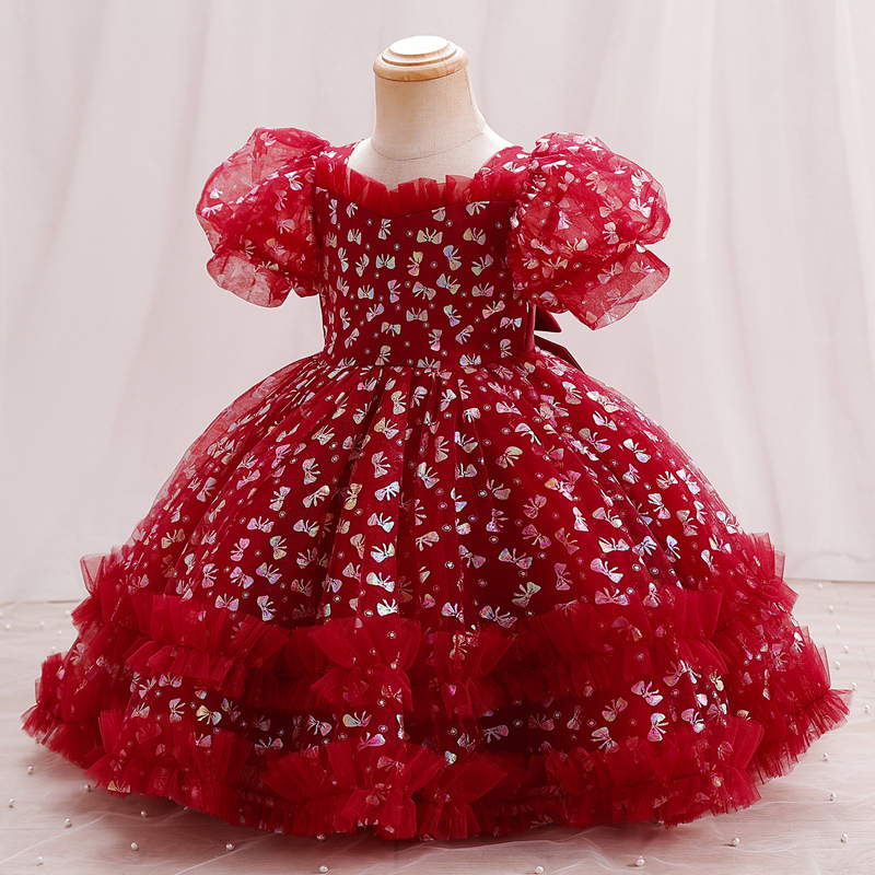 Children's Princess Tulle Tutu Girl Sequence Dress Party Baby First Year Dresses