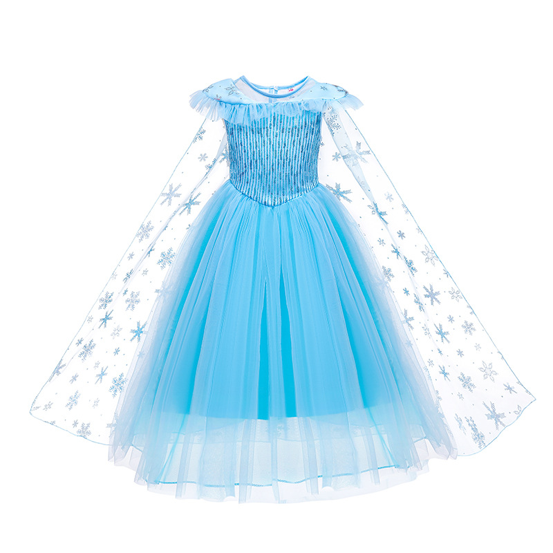 Elsa Princess Dress Puffy Gauze Fairy Cotton Blend Short Sleeve for 3-8 Years Old