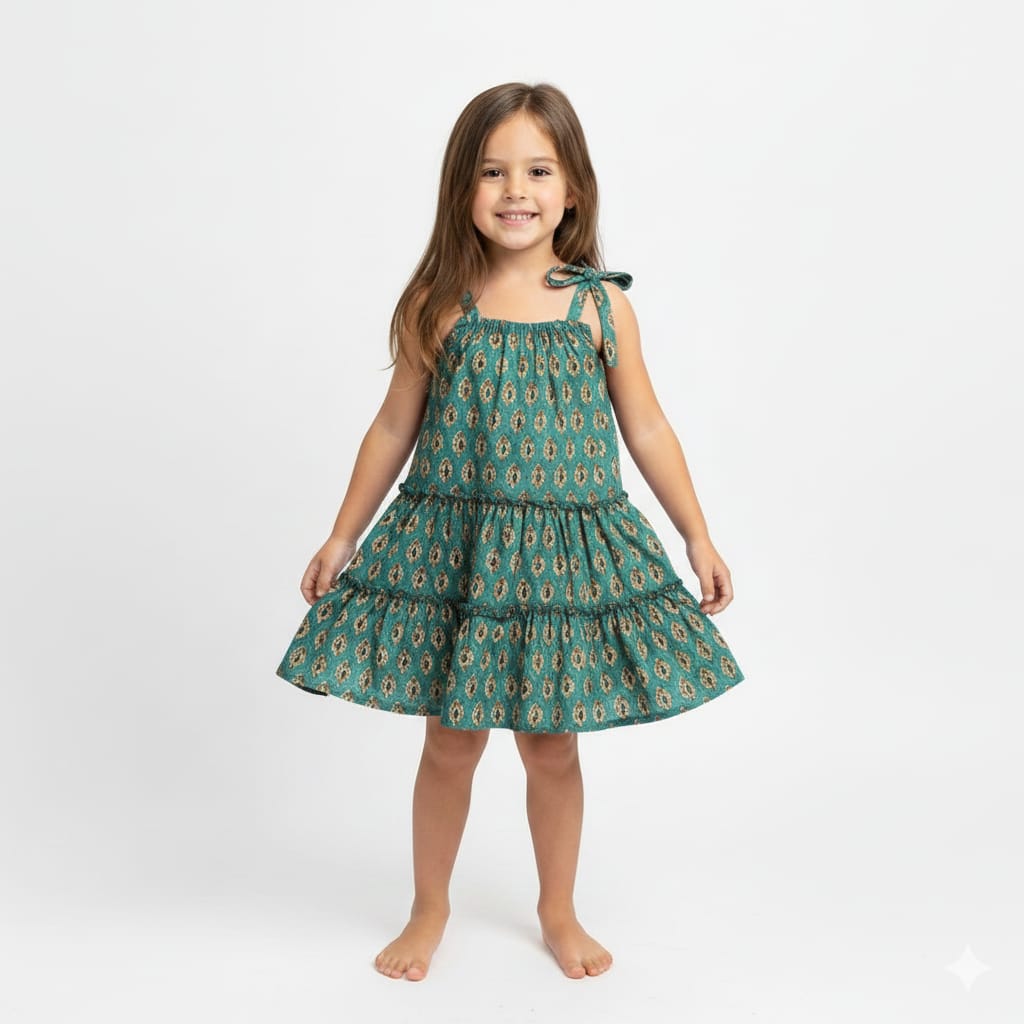 Girls Cotton Linen Dress | Summer Breathable Casual Beachy Fun Play Day Look India Made 7-Day Sample Lead Time
