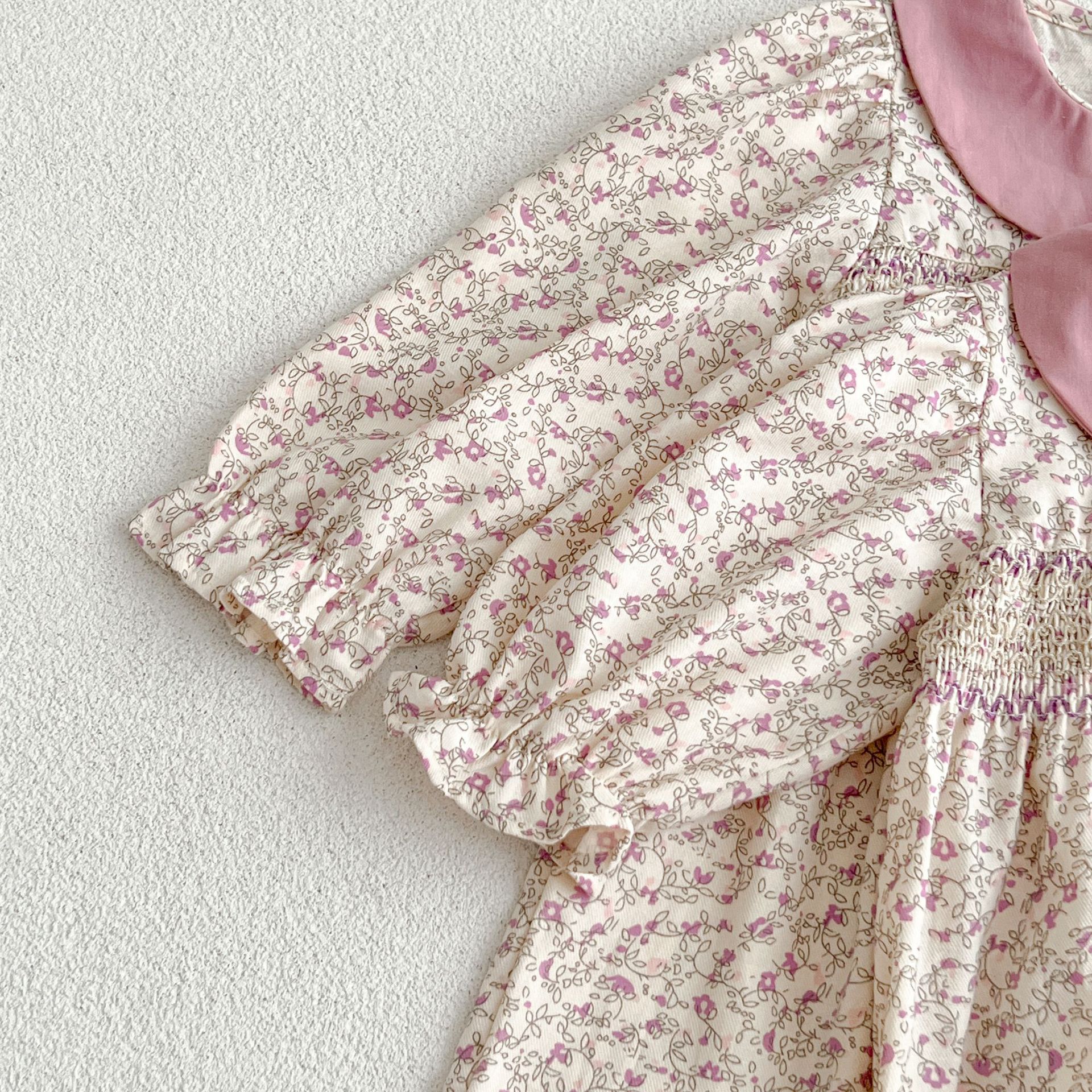 1-6Yrs Girls Baby Dress 2026 Spring Floral Dress Sweet Princess Girl Kids Doll Collar Cotton Birthday Dresses Children Clothes Display 8