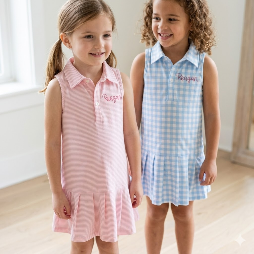 Personalized Tennis Dress for Baby Matching Sister Outfit Toddlers Cotton Athletic Play Dress for Girls