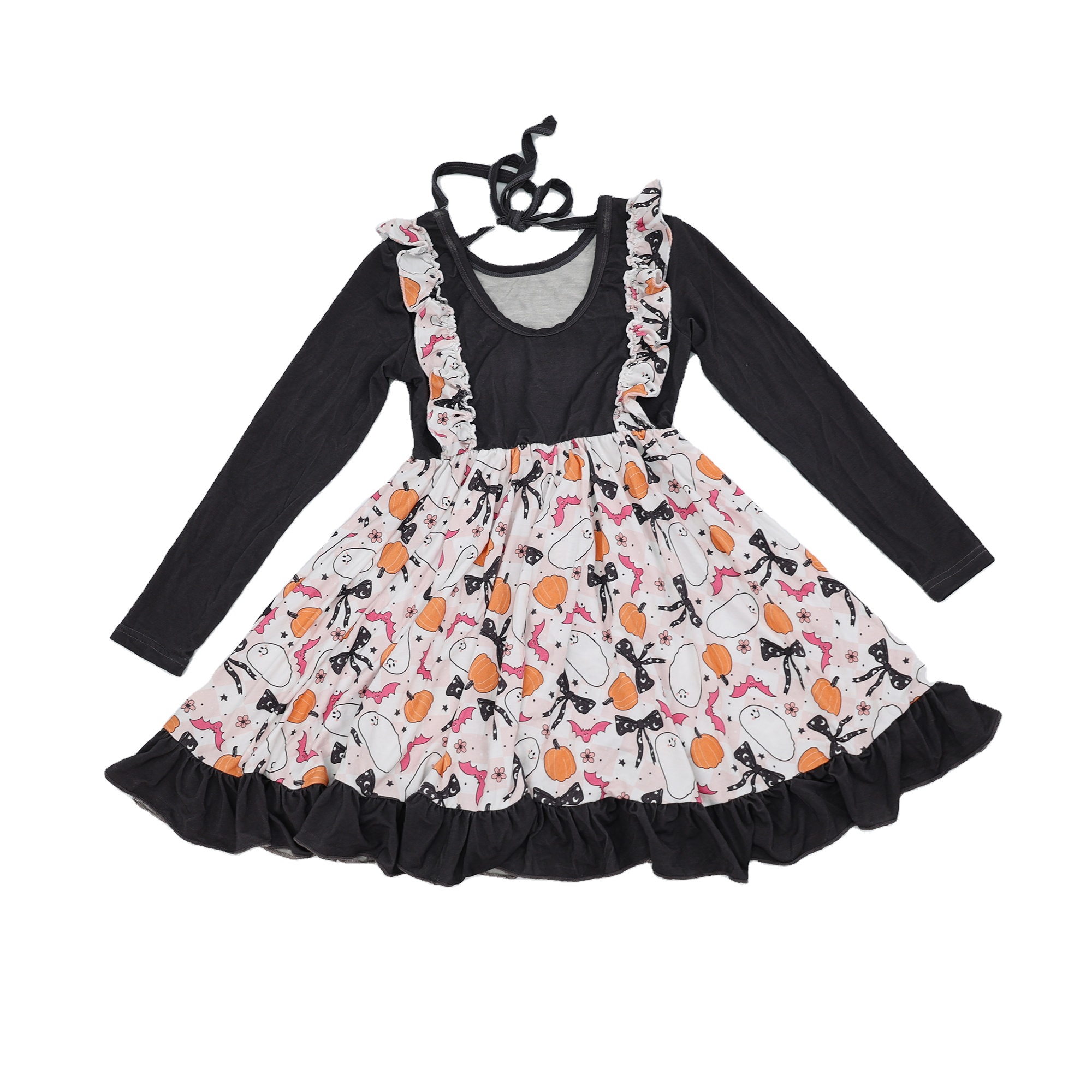 Qingli Custom High Quality Velvet Dress for Baby Girls Long Sleeve Red Christmas Solid Print ODM Factory for Children