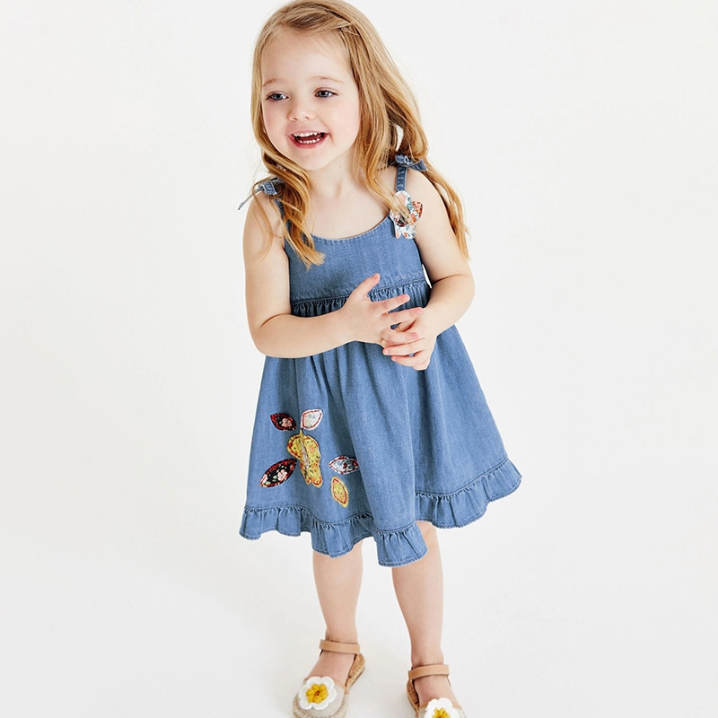 New Design 2024 Summer Girl Denim Slip Dresses Children Girl Clothes Boutique Braces Skirt