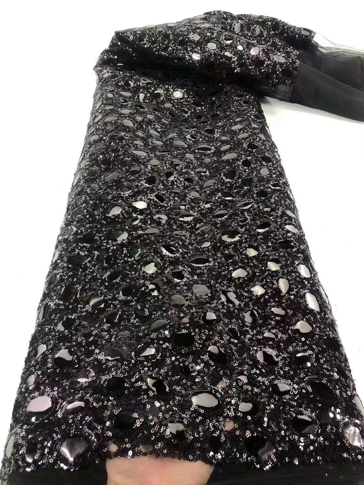 RTS 5Yds Per PC Luxury Ethnic Style Bridal Sequins Wedding Party African Embroidery Lace Fabric