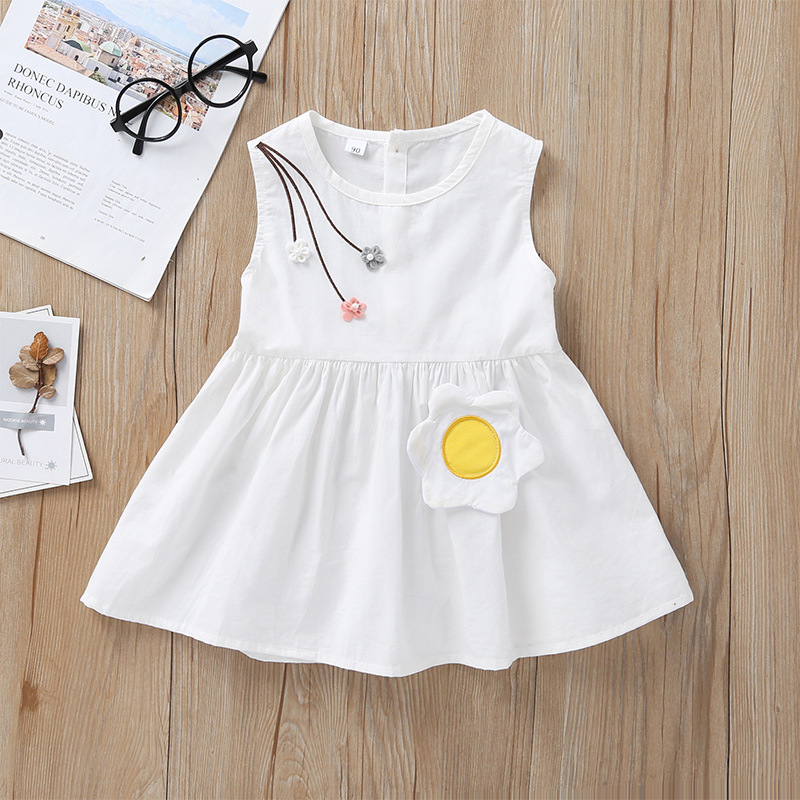 Flower Embroidered Toddlers Girls Princess Dresses Baby Girls A-Line Lovely Sleeveless Summer Dress Kids Girls Cotton Clothes