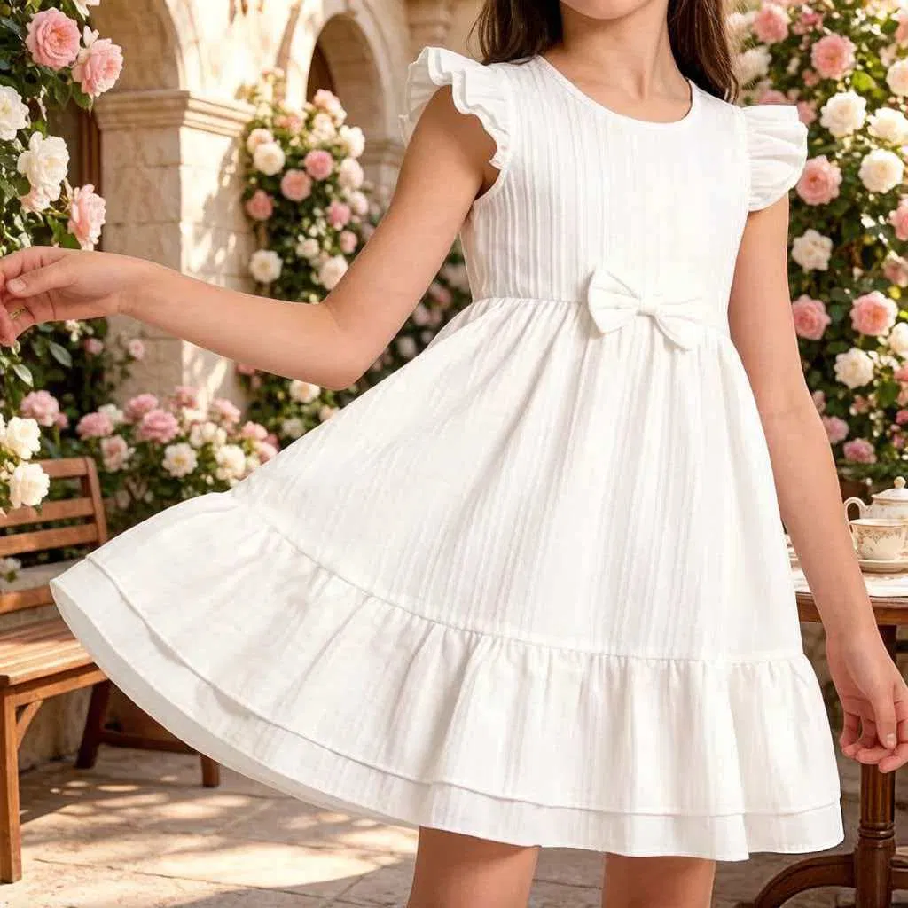 Kids Girls Summer Ruffle Sheer Mesh Dress Lovely Party Princess Sun Skirt