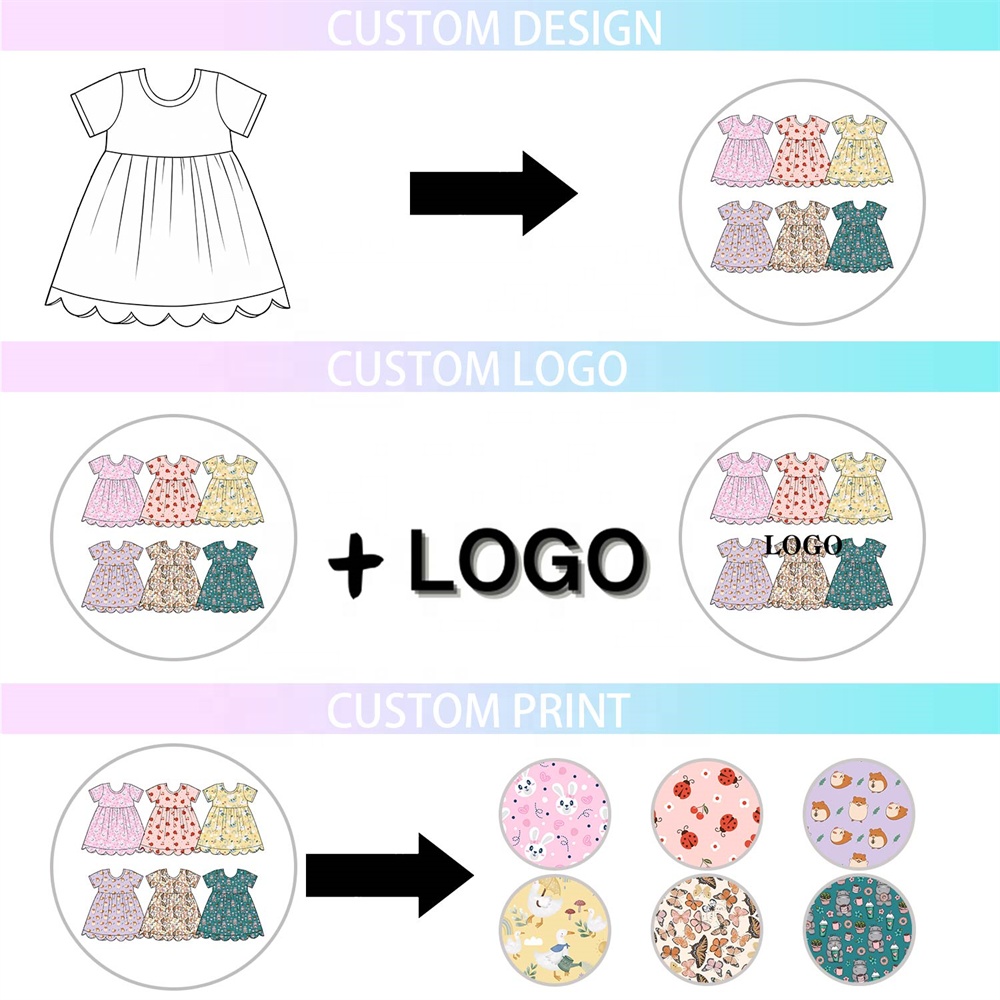KR Kids' Cute Printed Dress Short Sleeve Scallop Hem Sundress 6 Assorted Animal &amp; Floral Printed Summer Dress