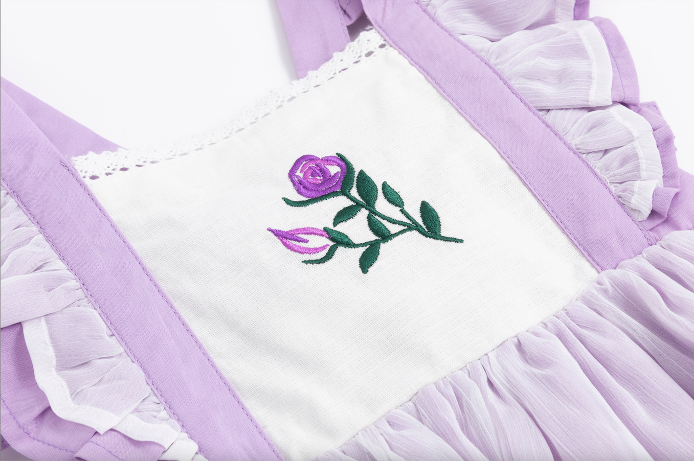 Girls Spring Boutique Embroidered Rose Flower Dress Girls Lavender Smocked Dress
