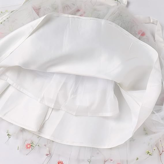 OEM High End Custom Floral Embroidery Flower Girl Dress Tulle Sleeveless Wedding Party Princess Gown for Kids