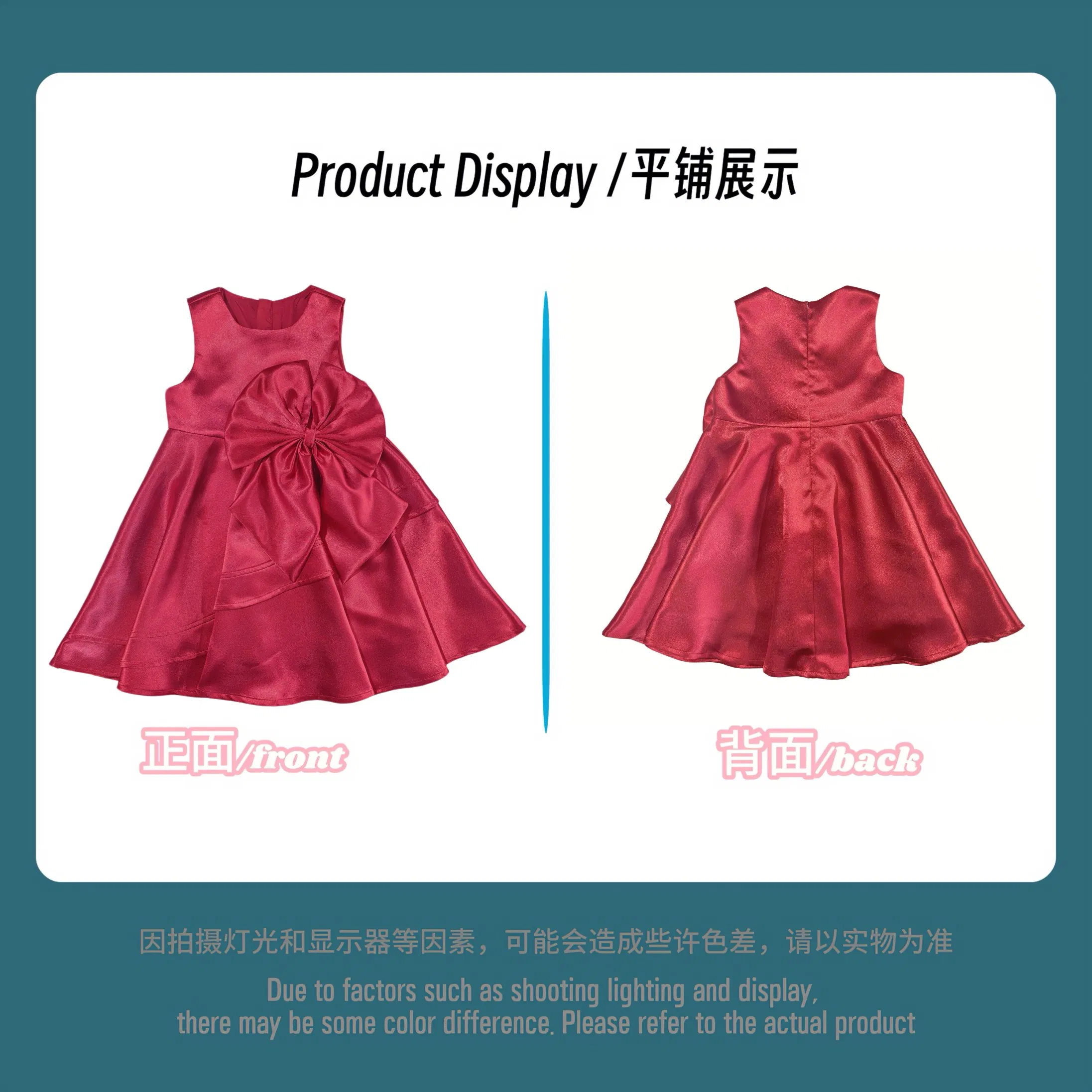 Girls' Red Sleeveless Party Dress, Comfort-Focused
