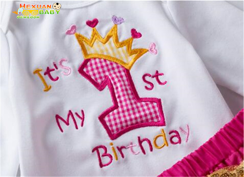 2025 Girls Baby Party Dress Set Custom Logo Cotton Tutu Dress with Long Sves for Birthday