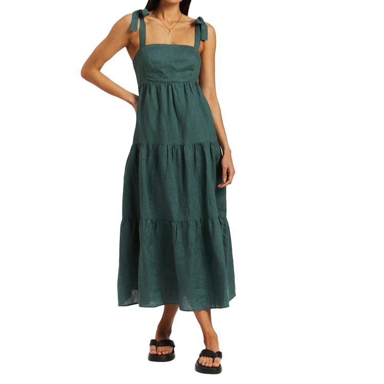 2025 New Fashion Long Linen Dresses Women Maxi Casual Girl Cotton Vacation Style High Quality Supplier