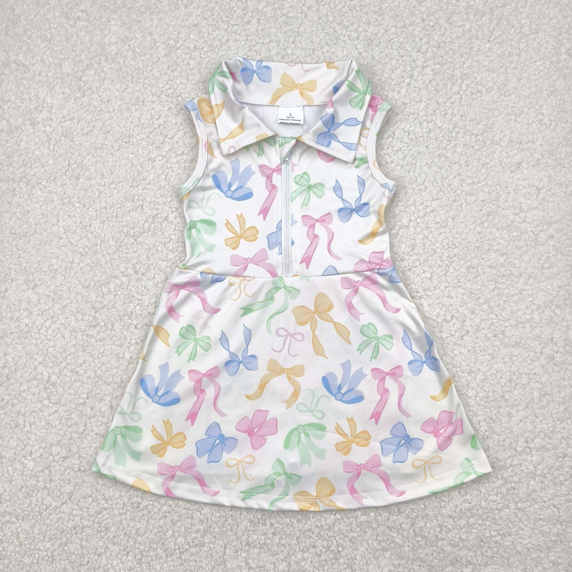 Colorful Flowers Sleeveless Zipper Girls Dress Skorts Everyday Girls Dress