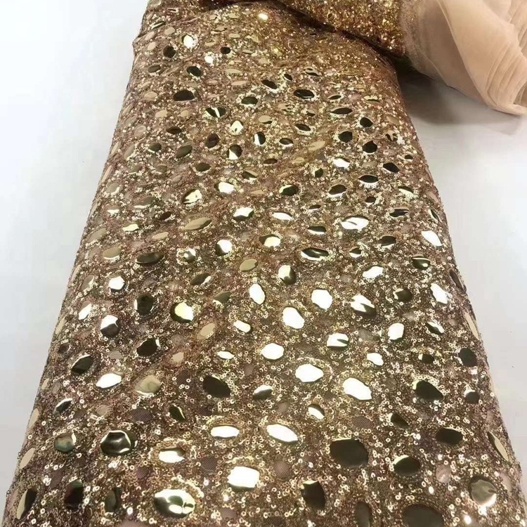 RTS 5Yds Per PC Luxury Ethnic Style Bridal Sequins Wedding Party African Embroidery Lace Fabric